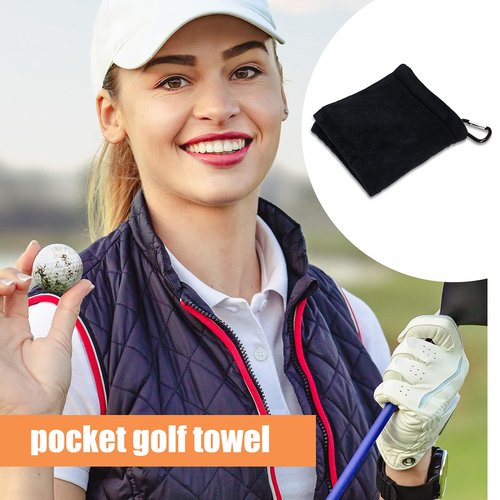 Tatuo 3 Pcs Golf Ball Towel with D Clip 5.5 x 5.5 Inch Wet and Dry Small Pocket Golf Towel Portable Ball Cleaner Accessories for Bag Trolly Belt Loop Men Women Course Exercise
