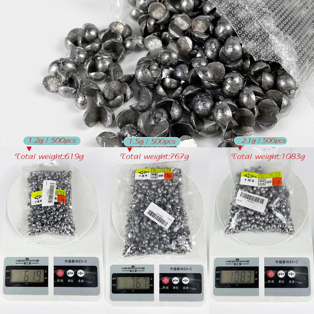 Skiennix Removable Split-Shot Fishing Sinkers - 500 Pcs Lead Weights for Enhanced Casting