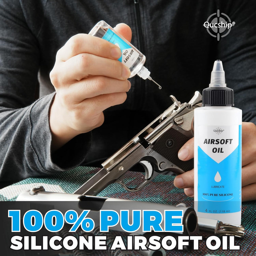 Skiennix Airsoft Oil - 100% Silicone Multi-Purpose Lubricant | 4 oz & 1 oz Needle Oiler