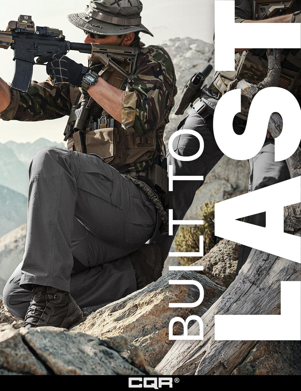 CQR Men's Tactical Pants, Water Resistant Ripstop Cargo Pants, Lightweight EDC Work Hiking Pants, Outdoor Apparel, Raider Charcoal, 44W x 32L