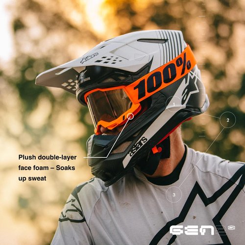 100% STRATA 2 Goggles - Sports Goggles for Motocross & Mountain Biking - Eyewear for Bike Riders - Motocross Eyewear for Men - Blue, Clear Lens