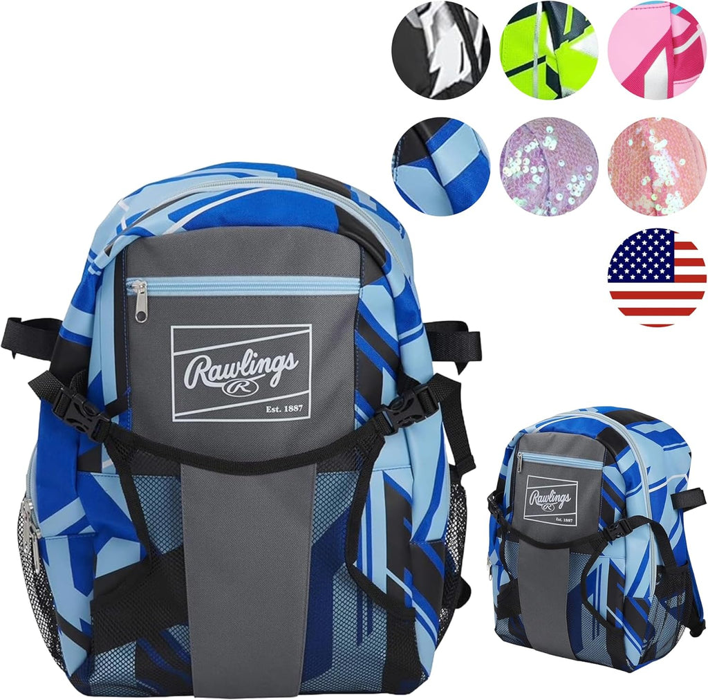 Rawlings REMIX Backpack Equipment Bag - Ideal for T-Ball & Youth Baseball/Softball | Royal Color