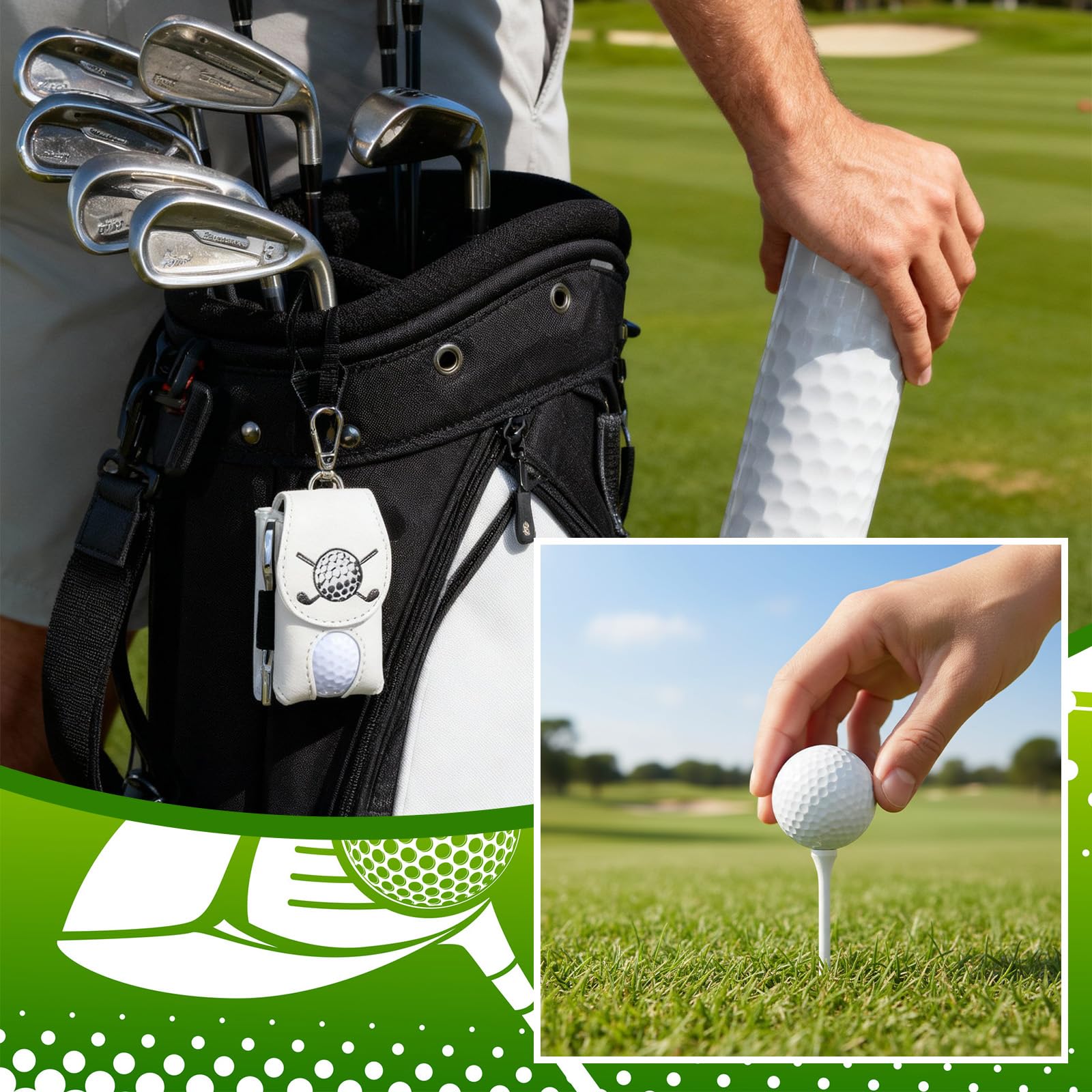 Patelai White Golf Gifts for Men Funny Golfing Accessories Gifts Set for Golfer Lovers Includes Golf Balls Tumbler Portable Bag Tees Metal Divot Repair Tool Towel Sash Socks Father Day Favor