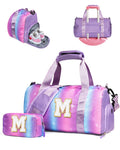 Vogewood Gifts for Grandkids-Tween Girls Gifts Trendy Stuff-Girl Gym Bag with Shoe Compartment, Kid Personalized Weekender Overnight Bags with Makeup Pouch, Preppy Things for Kids (Letter E)