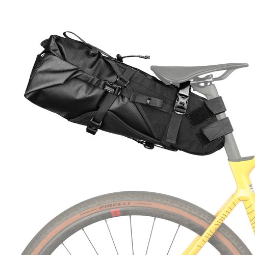Rhinowalk Bike Saddle Bag Bicycle Saddle Pannier 14L Waterproof Storage Pouch Rear Rack Luggage Carrier Quick-Fit with Hardshell Frame & Interior (Black)