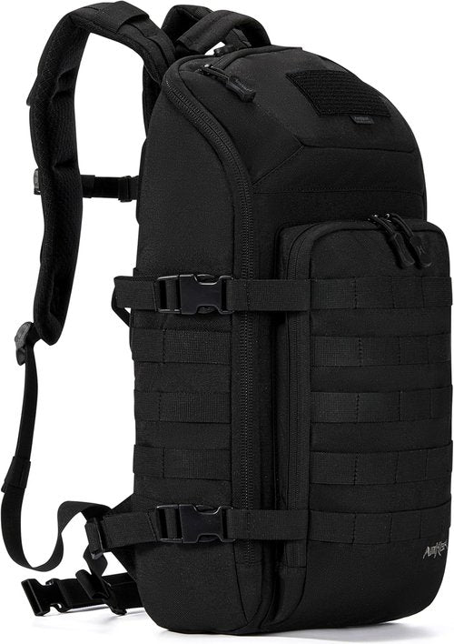 AMHEH 20L Slim Tactical Backpack - Rugged MOLLE Daypack with Suspended 13" Laptop Compartment | Black
