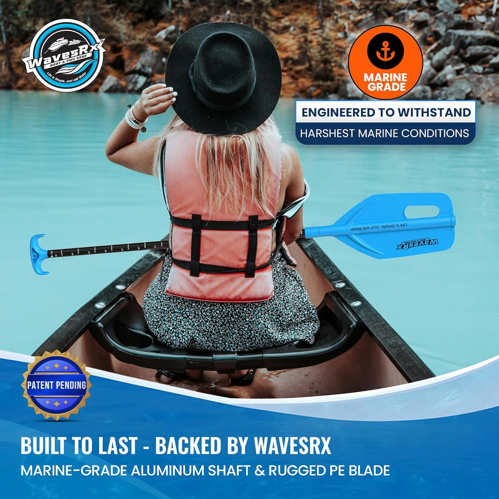 WAVESRX Telescoping Paddle - Adjustable 24" to 54" Emergency Oar with Docking Hook & Depth Gauge for Boating