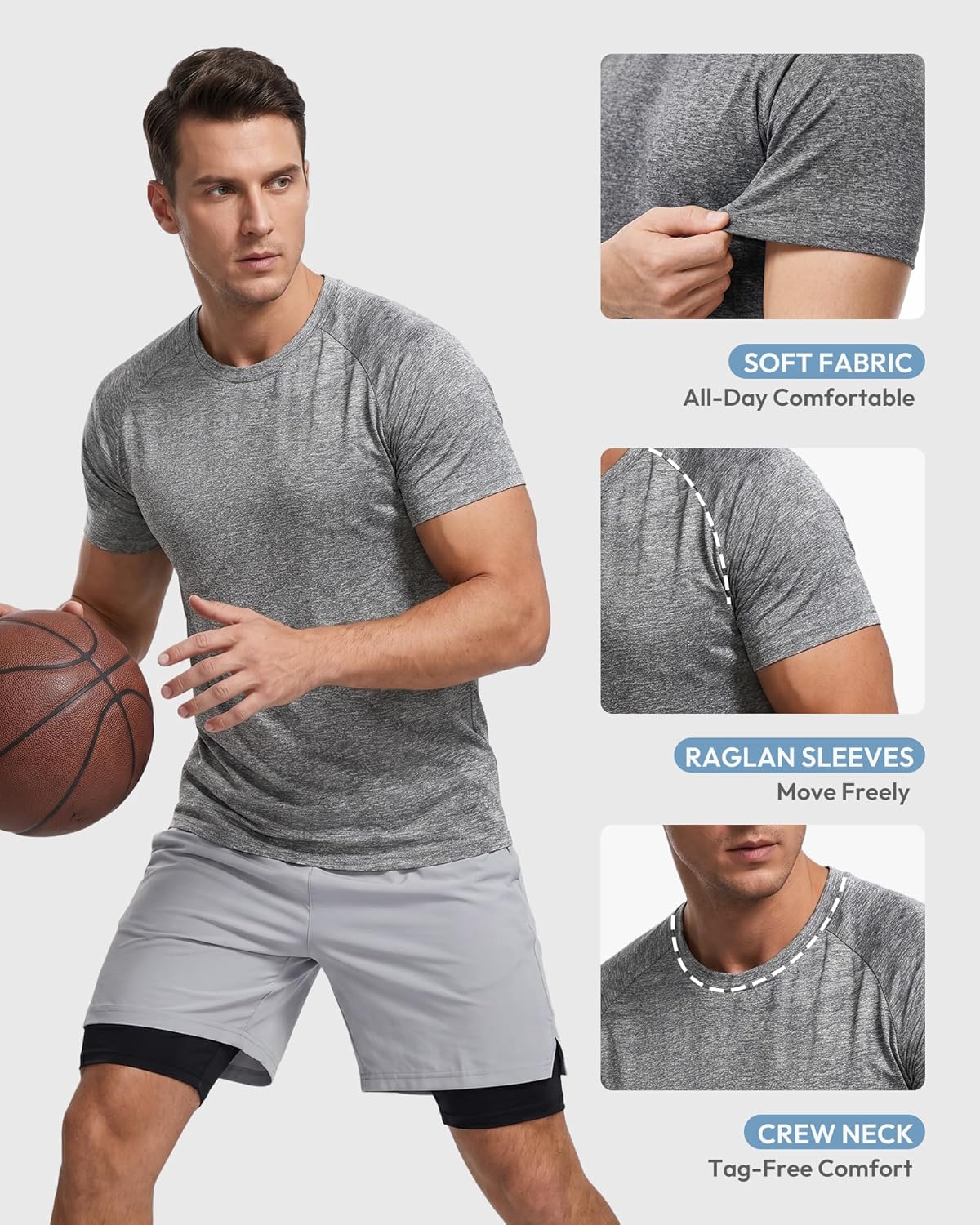 Skiennix Men's Athletic Workout Shirt - Quick Dry Short Sleeve T-Shirt | Moisture-Wicking Performance