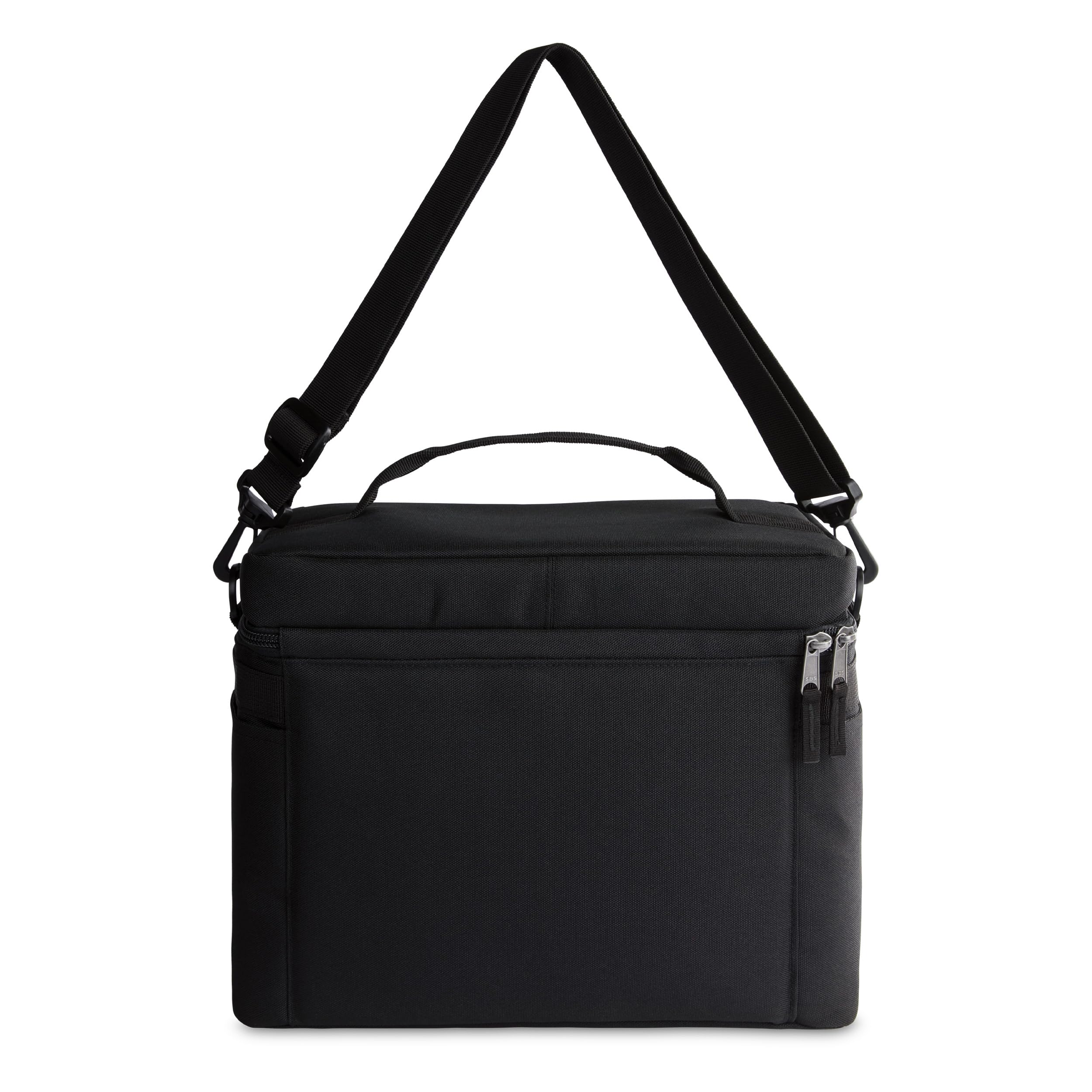 PackIt Freezable Newport Cooler, Black, Collapsible, Reusable, Built with EcoFreeze Technology, Wide Top Opening, Double Zip Closure, with Adjustable & Removable Shoulder Straps for Easy Carrying