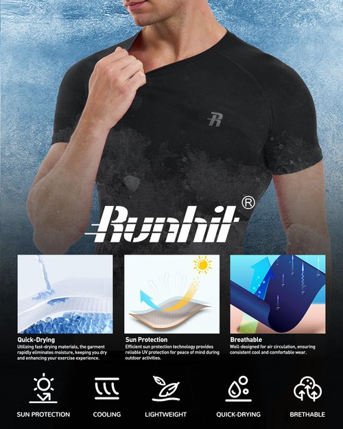 Runhit 3 Pack Short Sleeve Compression Shirts for Men Athletic Workout T Shirt Quick Dry Sports Base Layer Undershirt Top for Gym Running Black 3XL