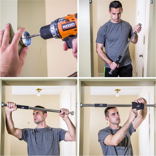 JFIT Deluxe Pull-Up Bar - Multi-Exercise Doorway Design with Comfort Grips | 40-Inch Length
