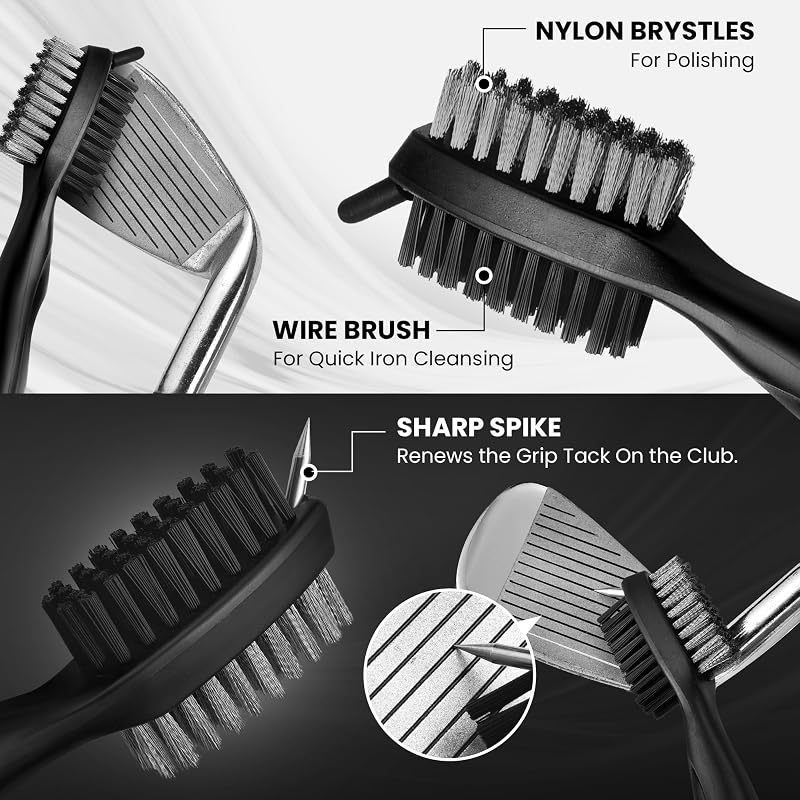 Golf Club Cleaning Kit with Groove Cleaner Tool, Brush, Towel & Spray – 4 Oz