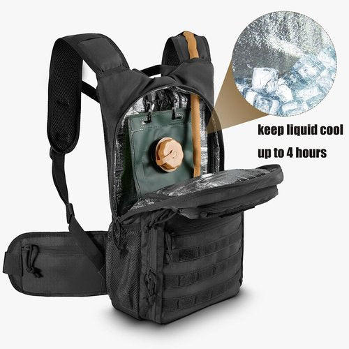 FRTKK Tactical Hydration Pack - Lightweight Insulated Water Backpack for Hiking, Running & Cycling