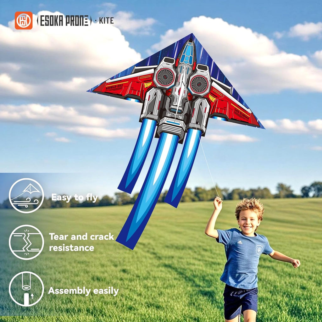Spaceship Kite - Easy to Fly for Kids & Adults | Perfect for Outdoor Games - Red Space Ship