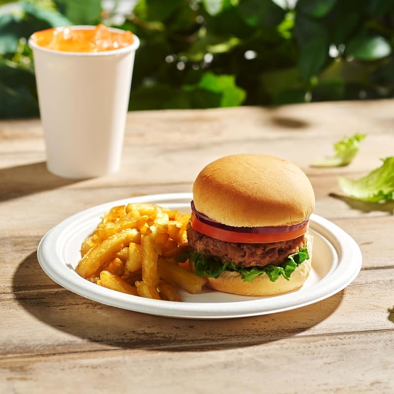 6 Inch 150 Pack Compostable Heavy Duty Paper Plates - White, Sugarcane Fiber