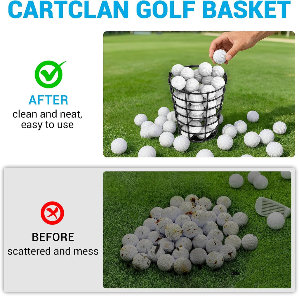 Skiennix Stainless Steel Golf Ball Basket - Durable Container with Handle | Holds Up to 45 Balls