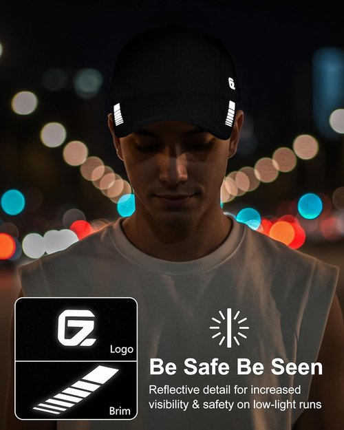 GADIEMKENSD UPF 50+ Foldable Sport Cap - Breathable & Reflective Unisex Design for Golf, Tennis, Travel