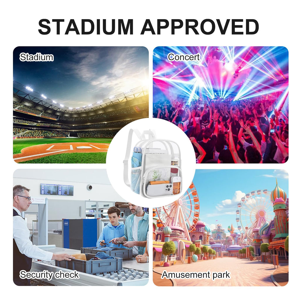 USPECLARE Clear Backpack for Stadium Events Small Clear Backpack 11.5x9.5x6 for Concert Sport Events Work Travel
