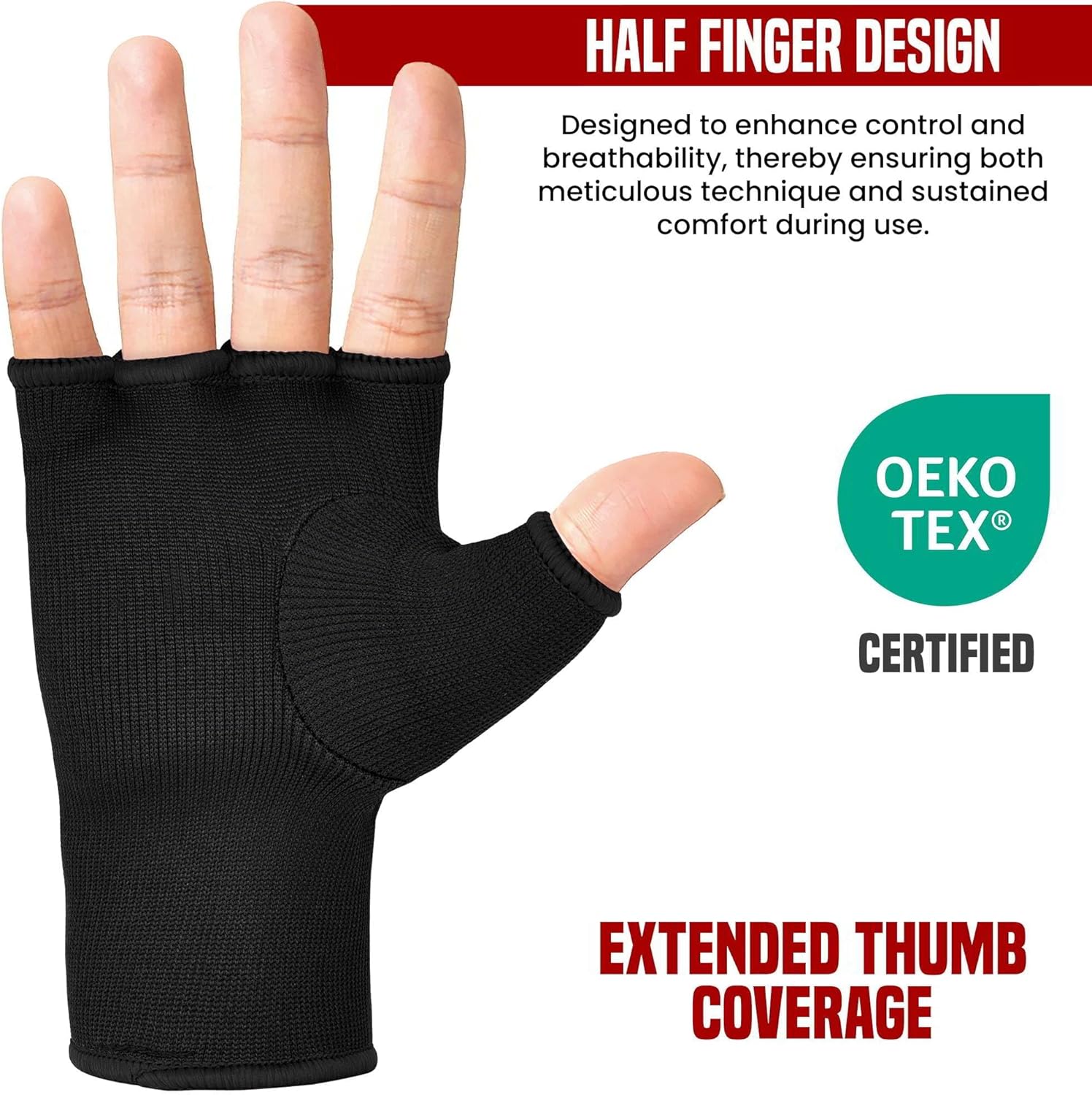 RDX Boxing Hand Wraps - Elasticated Inner Gloves for Men & Women | Fist Protection for MMA, Muay Thai, Kickboxing