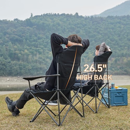 Ever Advanced Camping Chairs - Durable Folding Lawn Chairs for Adults | Supports 400lbs, Green - 2 Pack