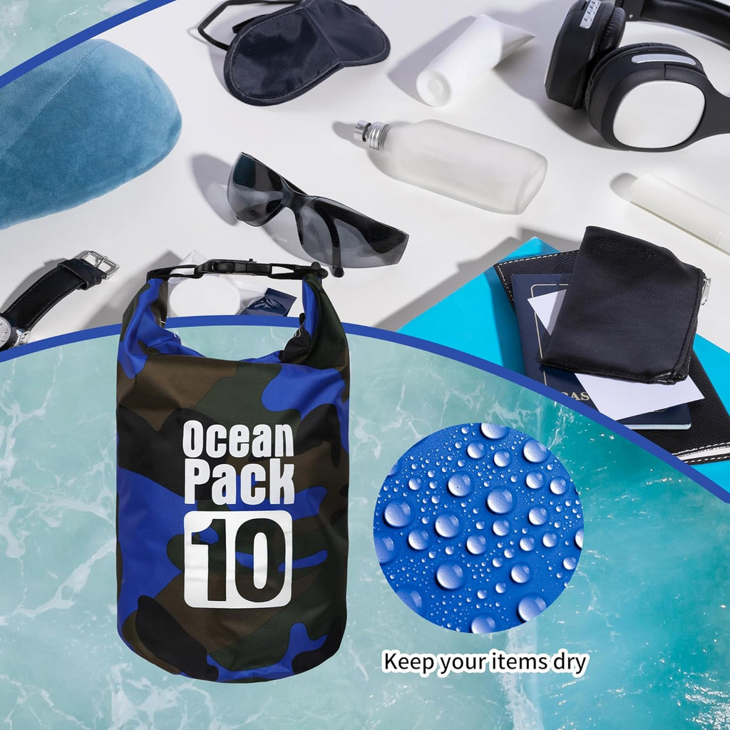 Skiennix Waterproof Dry Bag - 20L Lightweight Storage Backpack with Phone Case for Travel & Outdoor Activities - Blue