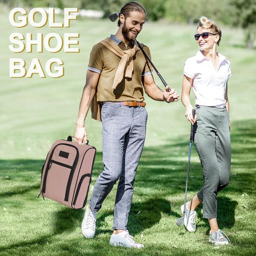 Goloni Golf Shoe Bag for Men Women, Ventilated Golf Shoe Bag with Side Pockets, Lightweight Portable Golf Shoe Carrier for Golf Shoes, Tees, Balls & Accessories,Light Pink