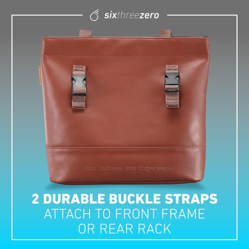 sixthreezero Pannier Bike Bag, Front Frame or Rear Rack Mount, Saddle Style Bicycle Cargo Bag with Carrying Handle, 11L Capacity, Brown