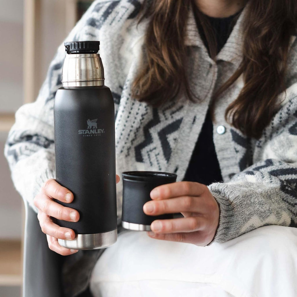 Stanley Adventure-To-Go Vacuum Bottle 25 oz - Insulated Stainless Steel | Leakproof Cup Lid | Black 2.0
