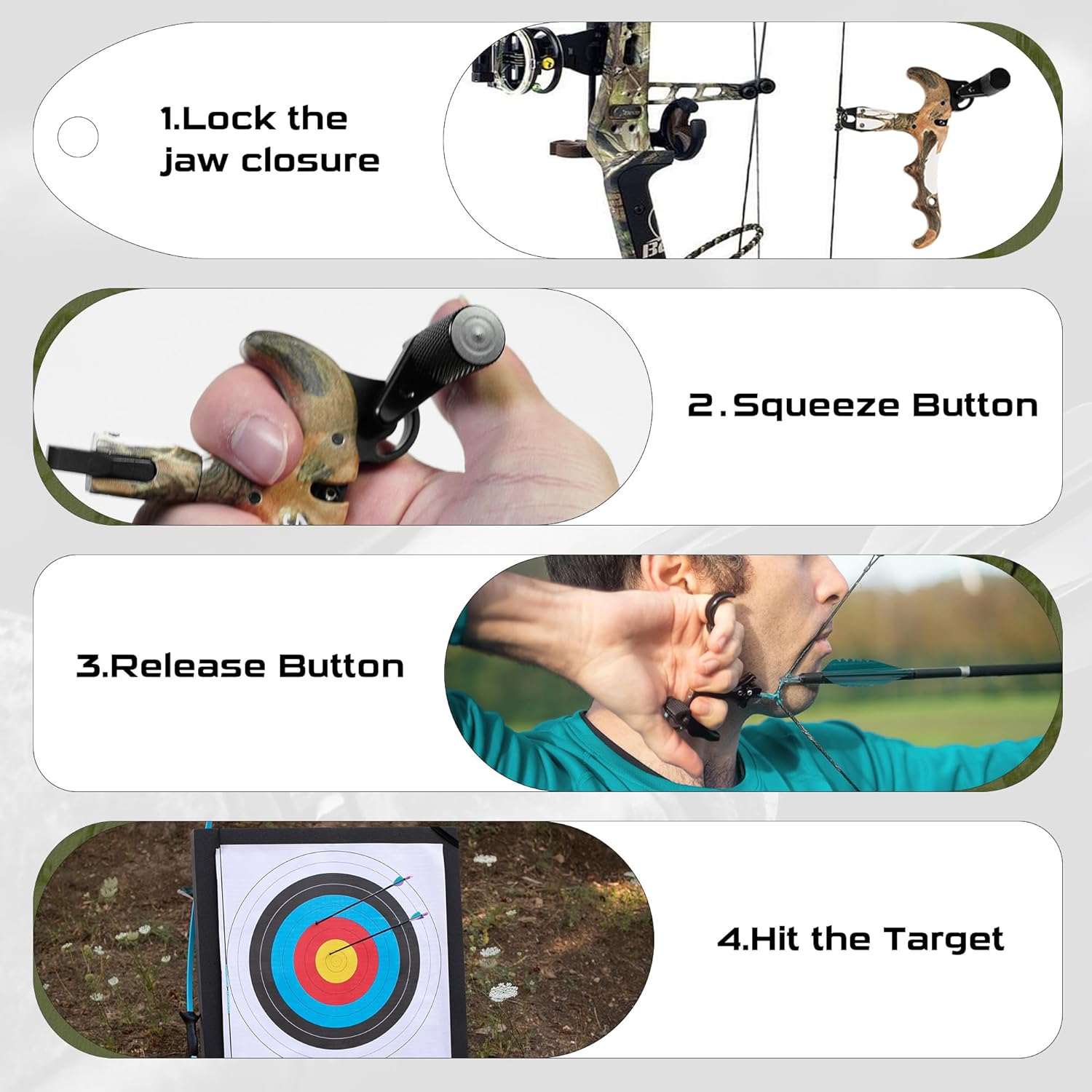 Skiennix Compound Bow Release - 360° Rotatable Thumb Trigger for Outdoor Archery Hunting