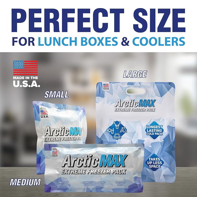 ArcticMAX Slim Cooler Ice Pack - Long-Lasting Reusable Bead Pack (Medium)
