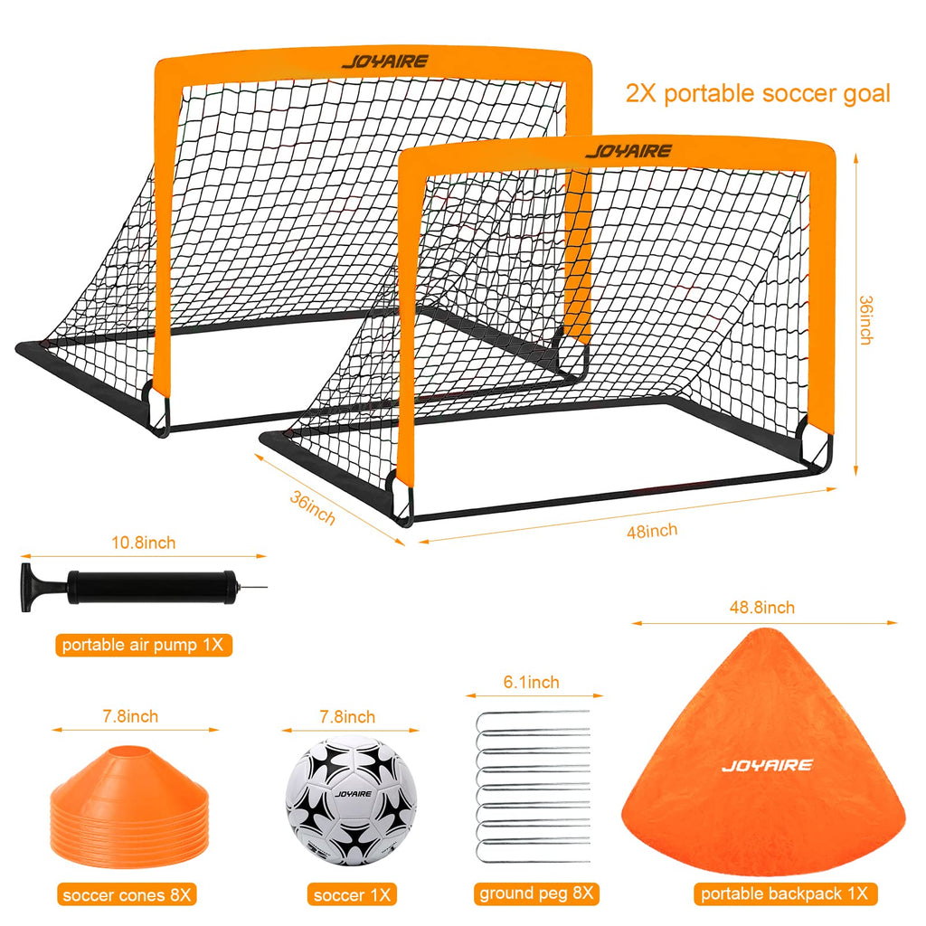 Soccer Goals for Backyard Set, Portable Kids Toddler Soccer Goal 2 of 4' x 3', Pop Up Soccer Net Soccer Training Equipment with Size 4 Soccer Ball, Carry Bag, Youth Games, Sports, Outdoor Play