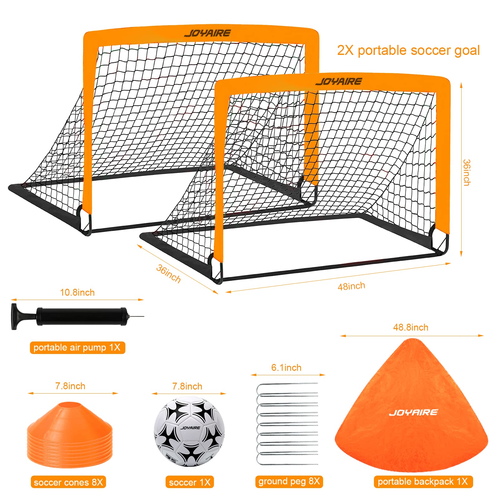 Soccer Goals for Backyard Set, Portable Kids Toddler Soccer Goal 2 of 4' x 3', Pop Up Soccer Net Soccer Training Equipment with Size 4 Soccer Ball, Carry Bag, Youth Games, Sports, Outdoor Play