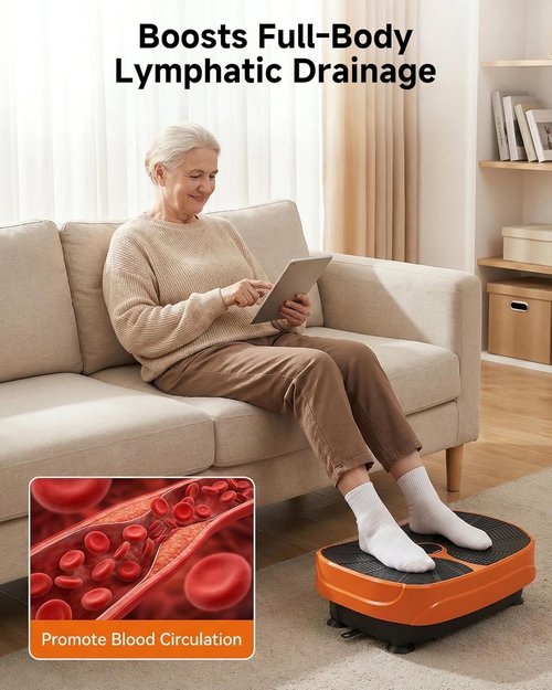 GORISE Vibration Plate Exercise Machine - Full Body Workout for Lymphatic Drainage & Weight Loss | Orange Fitness Platform with Remote