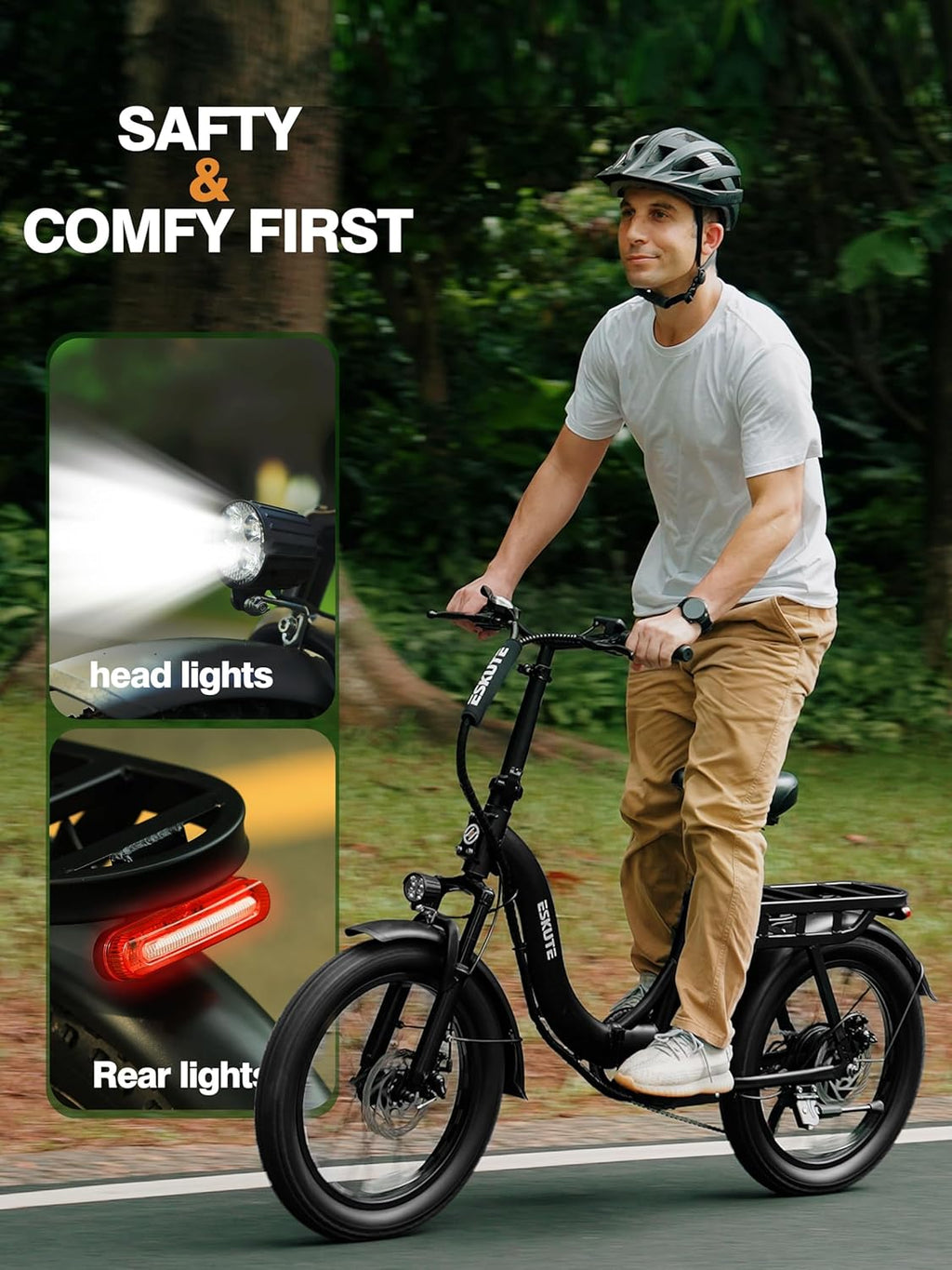 Skiennix 1200W Peak Folding Electric Bike - 28MPH Speed, 55-Mile Range, 20"x3" Fat Tires, 7-Speed Commuter E-Bike