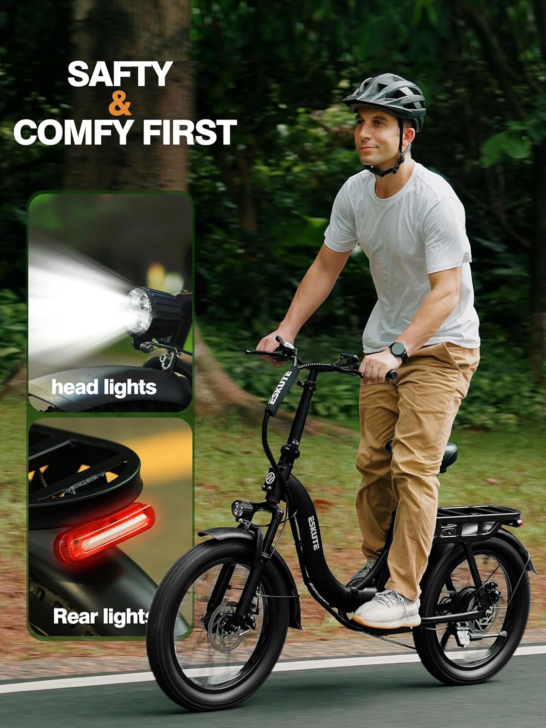 Skiennix 1200W Peak Folding Electric Bike - 28MPH Speed, 55-Mile Range, 20"x3" Fat Tires, 7-Speed Commuter E-Bike