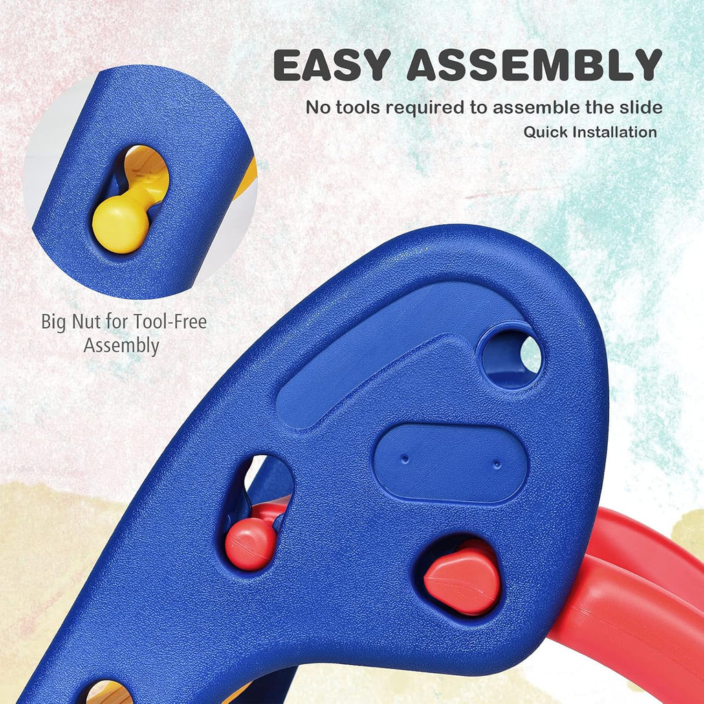Baby Joy Folding Slide - Indoor Plastic Play Climber for Kids | Safe Ellipse Rail Design