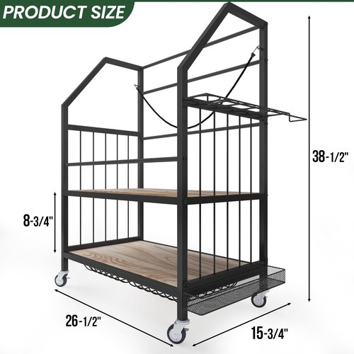 FLYJOE Golf Bag Organizer Storage Golf Bag Rack for Two Golf Bags with Clubs Holder and Golf Equipment Accessories Movable Lockable Wheels for Garage