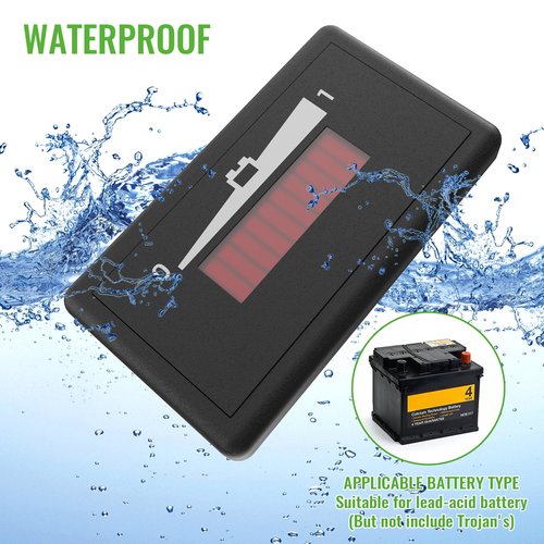 10L0L Golf Cart Battery Meter 48V LED Batteries Power Indicator, Compatible with Lead Acid Battery Powered Golf Cart for Yamaha, Club Car, EZGO, Lift, Lawn Mower, Leaf Trimmer, Motorhome etc
