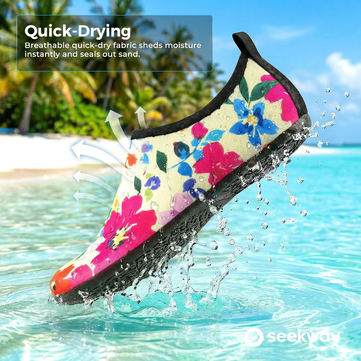 SEEKWAY Water Shoes - Quick-Dry Aqua Socks for Men & Women | Non-Slip Barefoot Design - Black SK002(U)