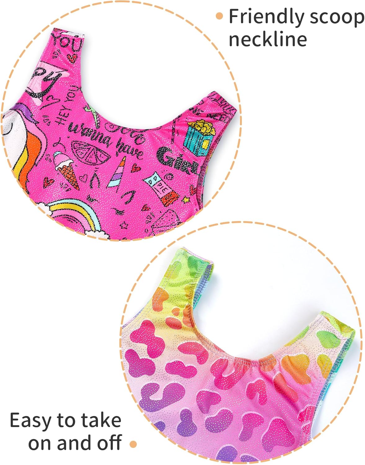 Regine Switzerland Girls' Sparkly Gymnastics Leotard - 2 Pack Sleeveless Tumbling Unitards