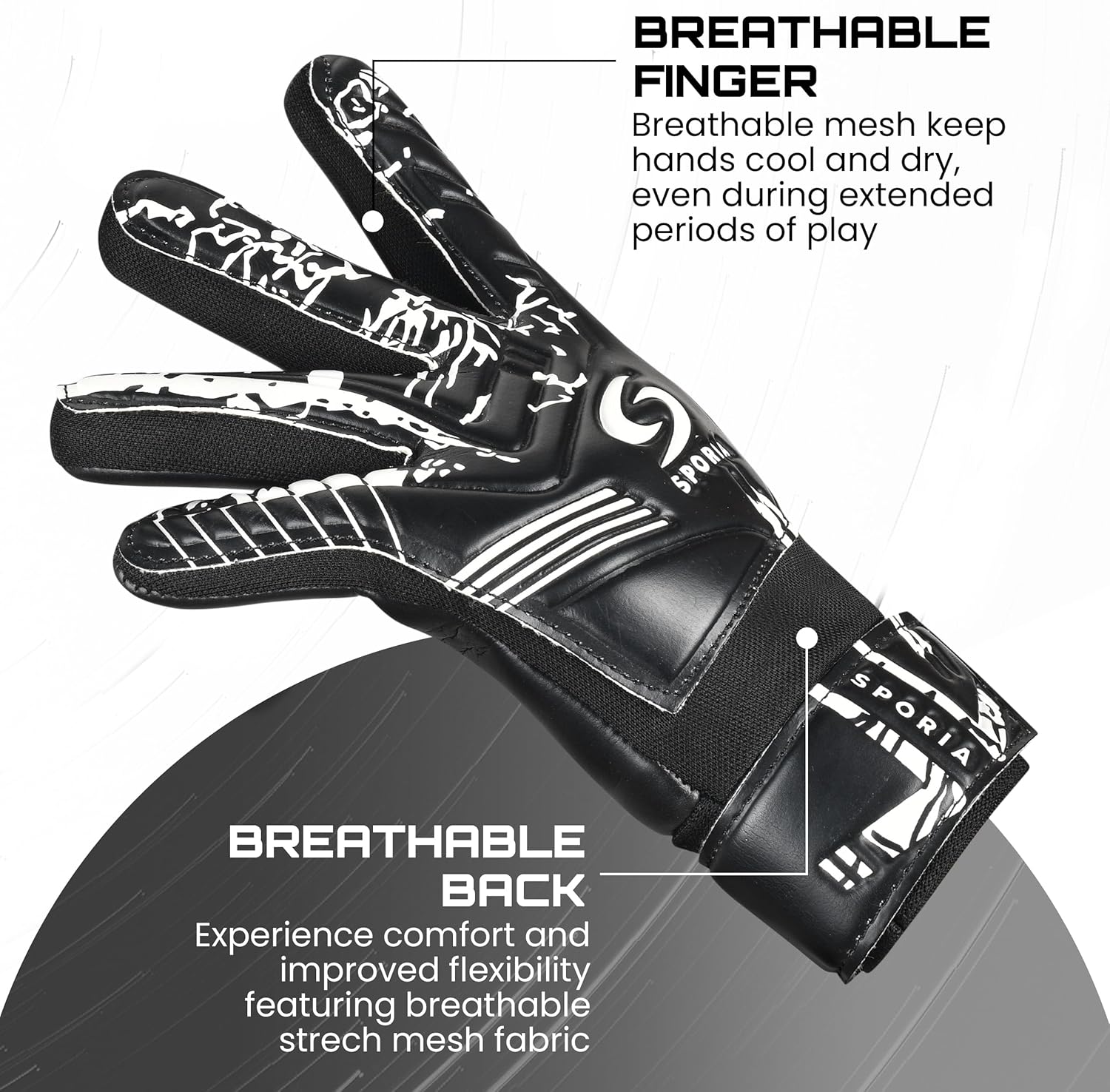 SPORIA Goalie Gloves for Youth - Double Wrist Protection | Non-Slip Latex Soccer Gloves for Kids