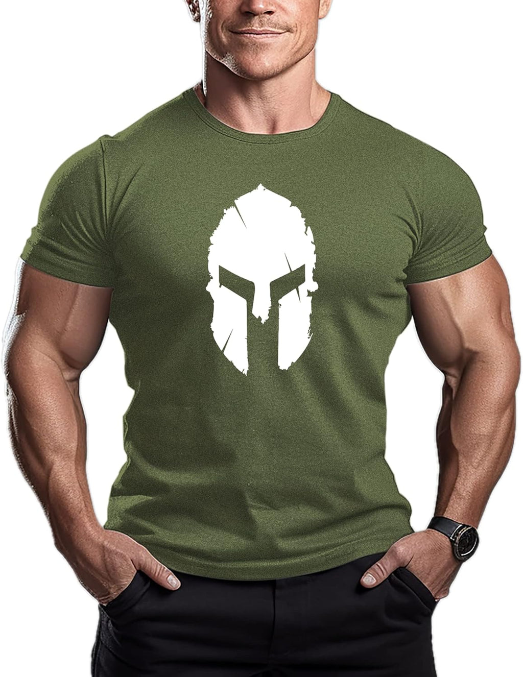 Spartan Helmet Men's Bodybuilding T-Shirt - Premium Gym Training Top for Fitness Enthusiasts