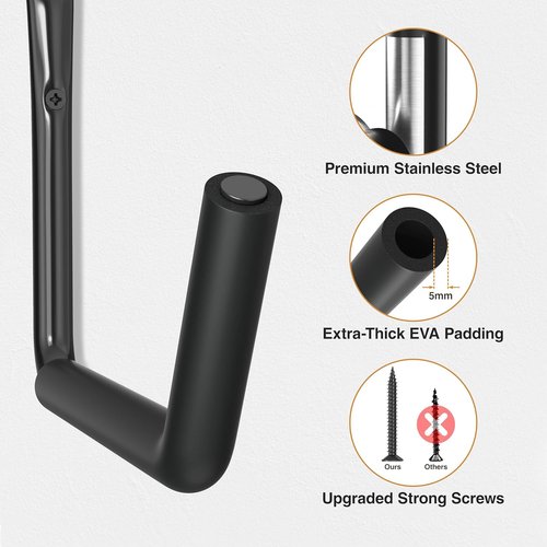 Niffgaff Heavy Duty Garage Storage Hooks - 120 LB Capacity Wall-Mounted Rack for Kayaks, Ladders & Bikes