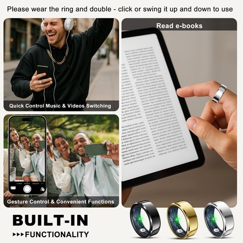 RIFESI Smart Ring for Women Men,Fashion Modern Minimalist Fitness Ring & Sleep Tracker Ring with Heart Rate,Blood Pressure,Waterproof Health Ring,No Subscription,Gifts for Women (Size 11,Silver)