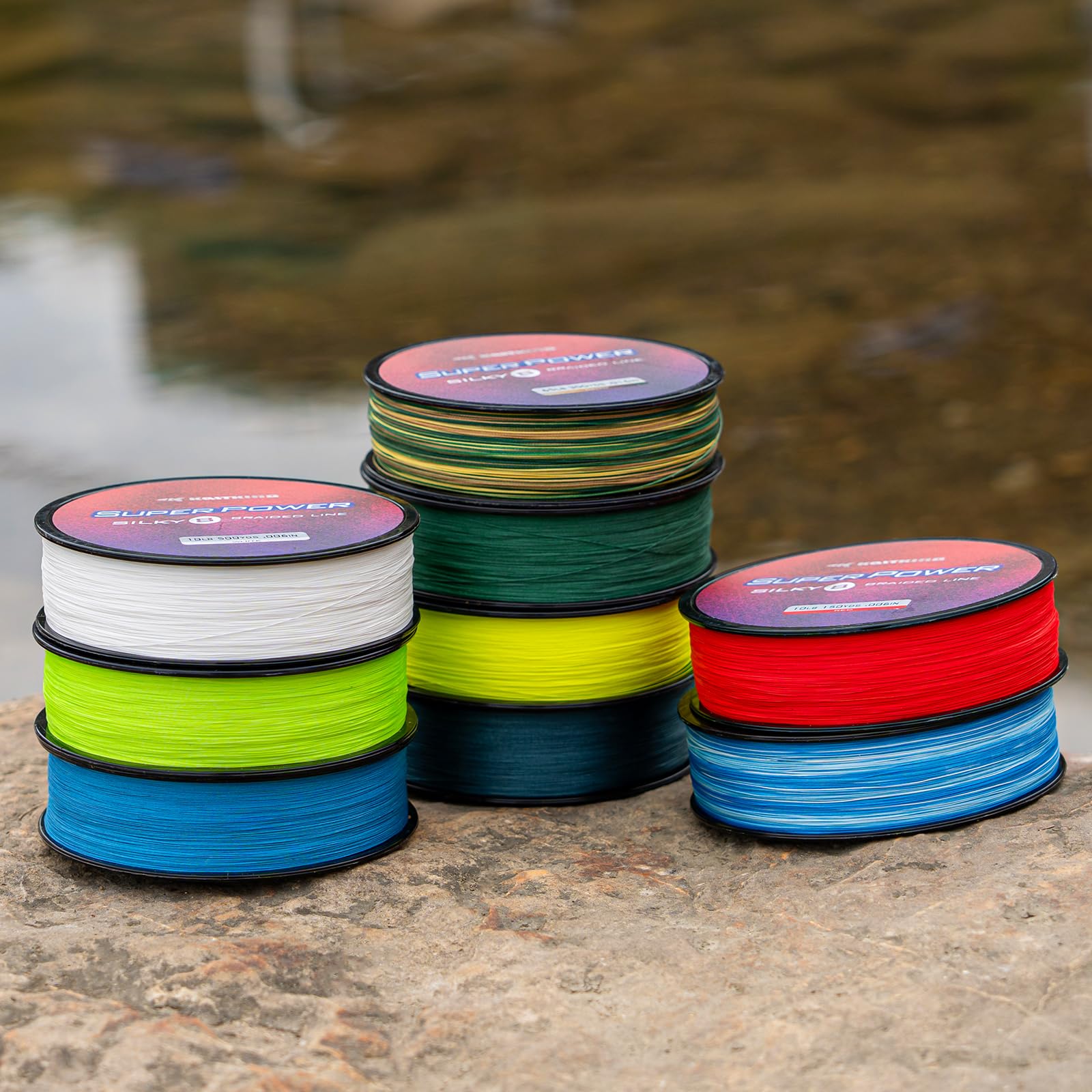 KastKing Superpower Silky8 Braided Fishing Line, Blue Camo, 8 Strands, 50 LB, 500 Yds