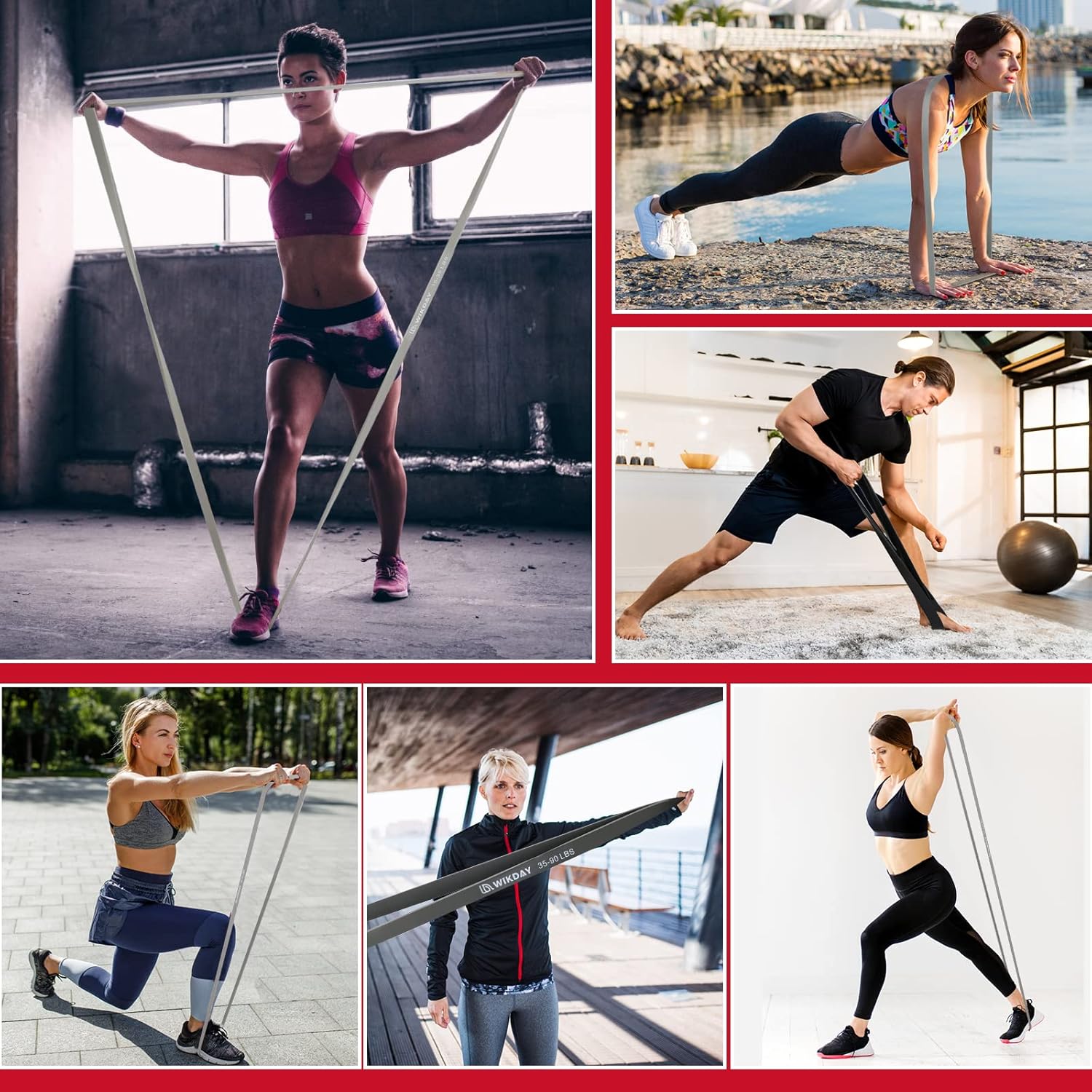 WIKDAY Resistance Bands, Pull Up Bands, Workout Bands for Exercise, Thick Heavy Resistance Band Set with Door Anchor, Elastic Bands for Body Stretching, Training at Home/Gym for Men & Women