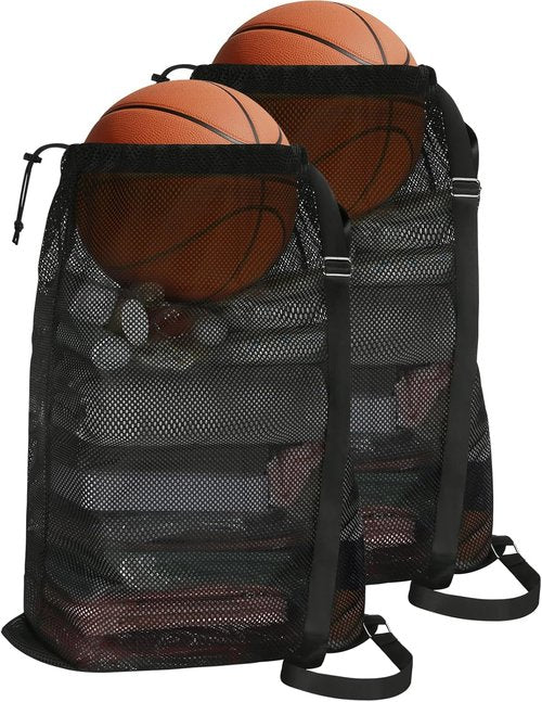Natural Style Swim Bag - Oversized Mesh Drawstring Backpack, 18" x 26" - 2 Pack