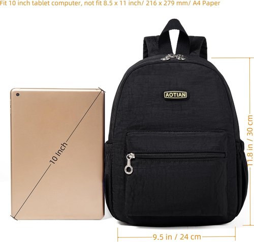 AOTIAN Mini Lightweight Backpack - Durable 11.8 Inch Daypack for Travel & Hiking | Black, 7 Liters
