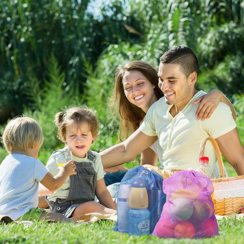Frienda Mesh Stuff Sack Set - 6 Durable Nylon Drawstring Laundry Bags for Beach Toys & Travel | 11 x 15 Inch, Multicolor