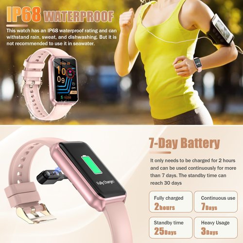 Health Fitness Tracker Watch for Women Men, IP68 Waterproof Activity Tracker with Calorie and Sleep Monitor, 110+ Sports Modes Pedometer Smart Watch，Step Counter Compatible with iPhone Android (Pink)
